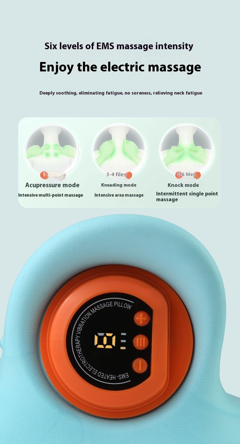 Almohada portátil de masaje con puntos de acupuntura para el cuello
