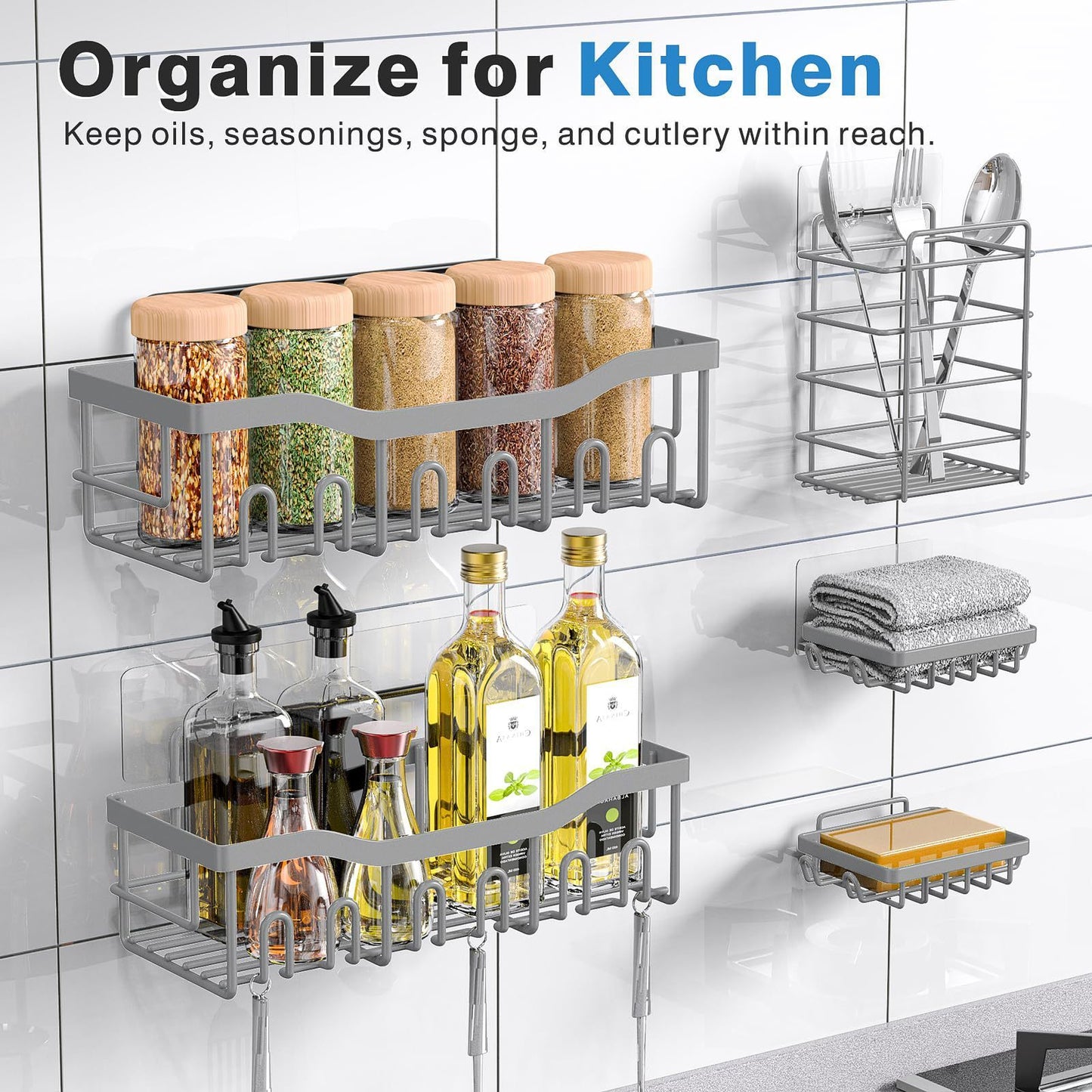 Punch-Free Wall-Mounted Bathroom Rack