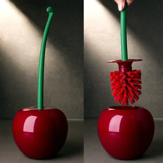 Juego de portaescobillas para inodoro con forma de cereza