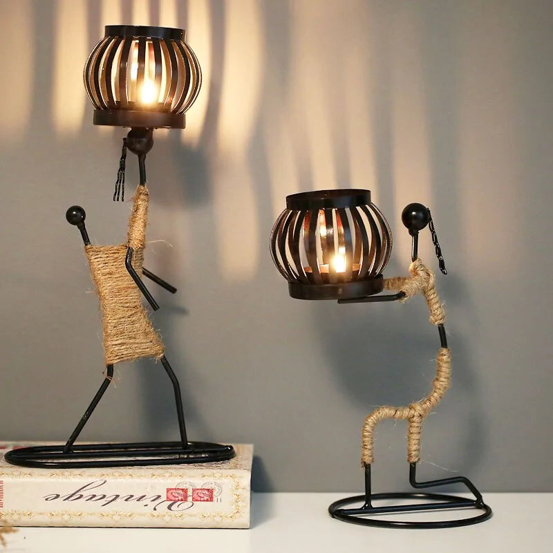 Nordic Abstract Metal Candle Holder Sculpture