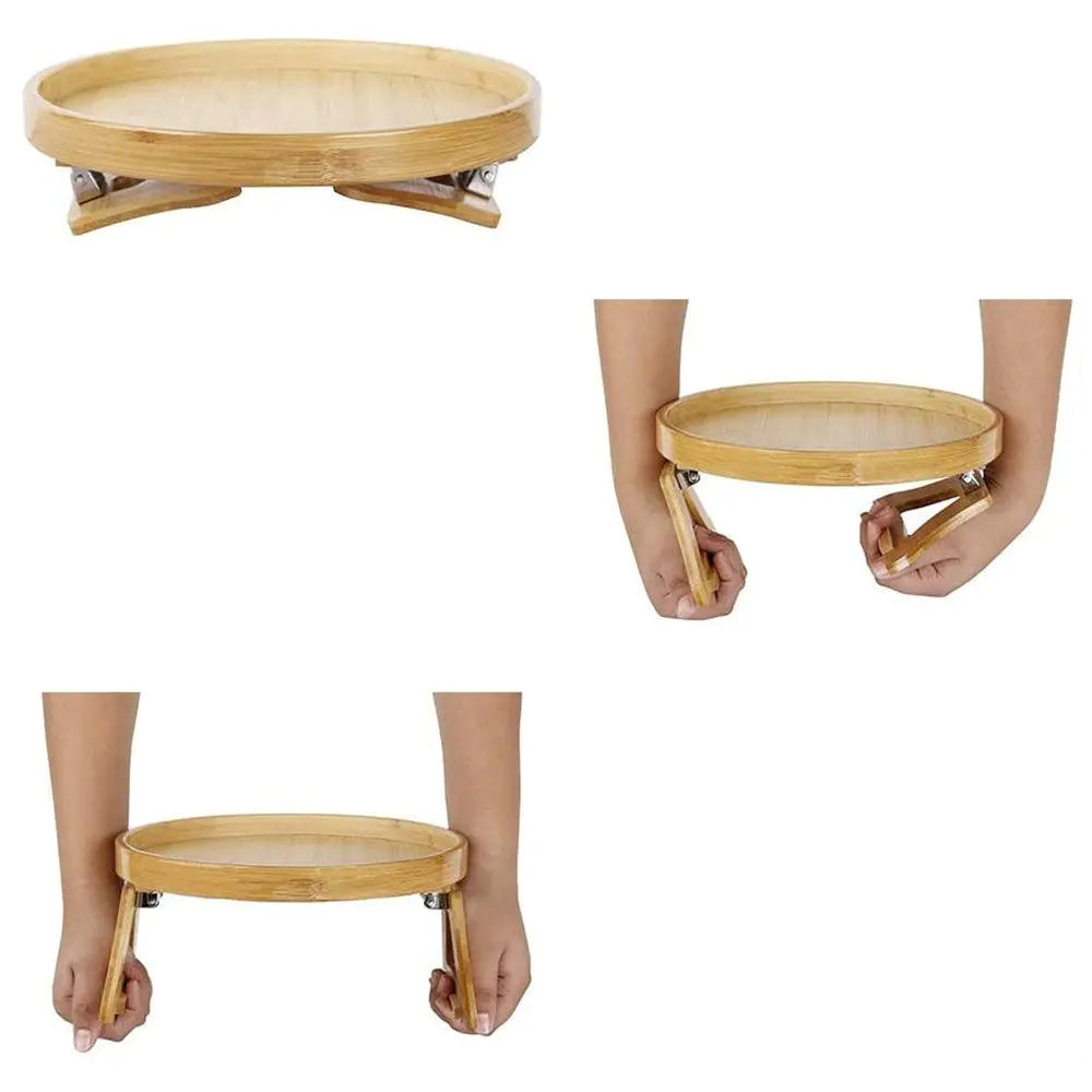 Bandeja de sofá de madera con asas plegables