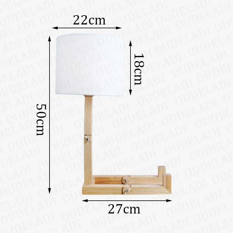 Lámpara de mesa robot de madera E14 110-240V Luz nocturna