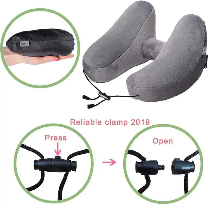 TravelBuddy - Almohada de transporte inflable con capucha