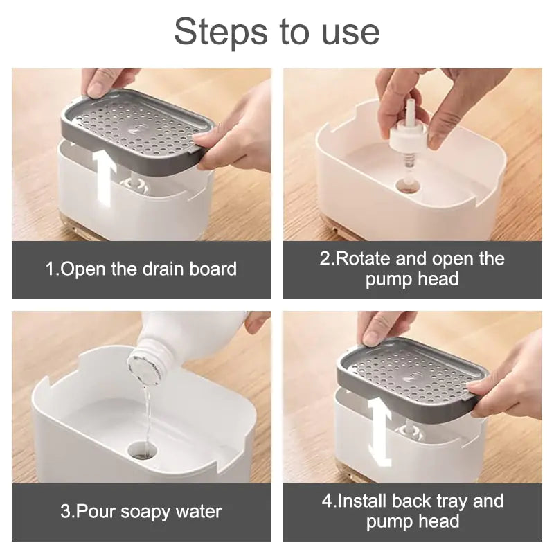 Dispensador de jabón para platos 2 en 1