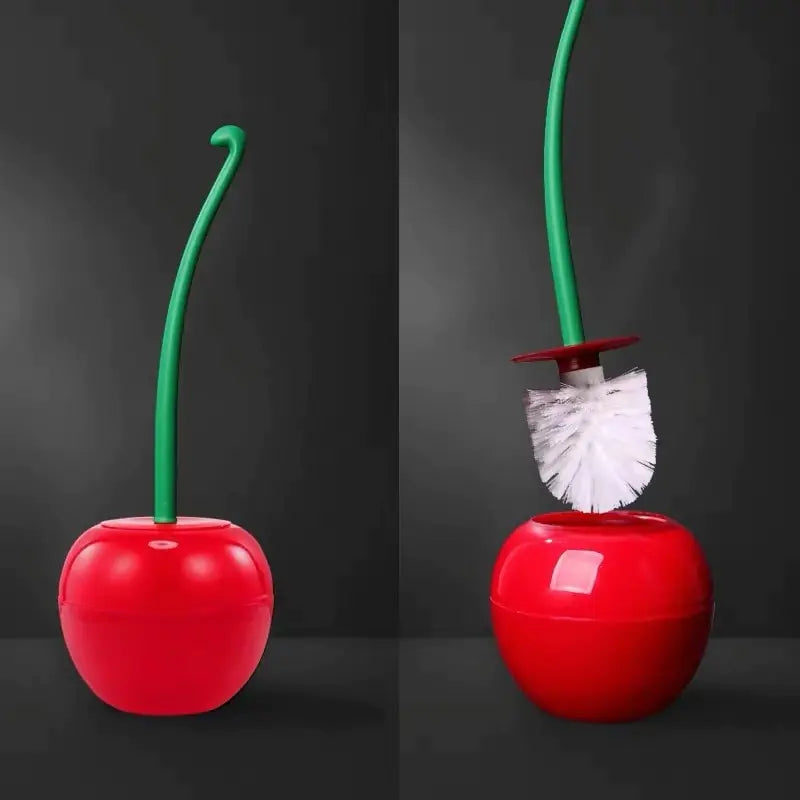 Juego de portaescobillas para inodoro con forma de cereza