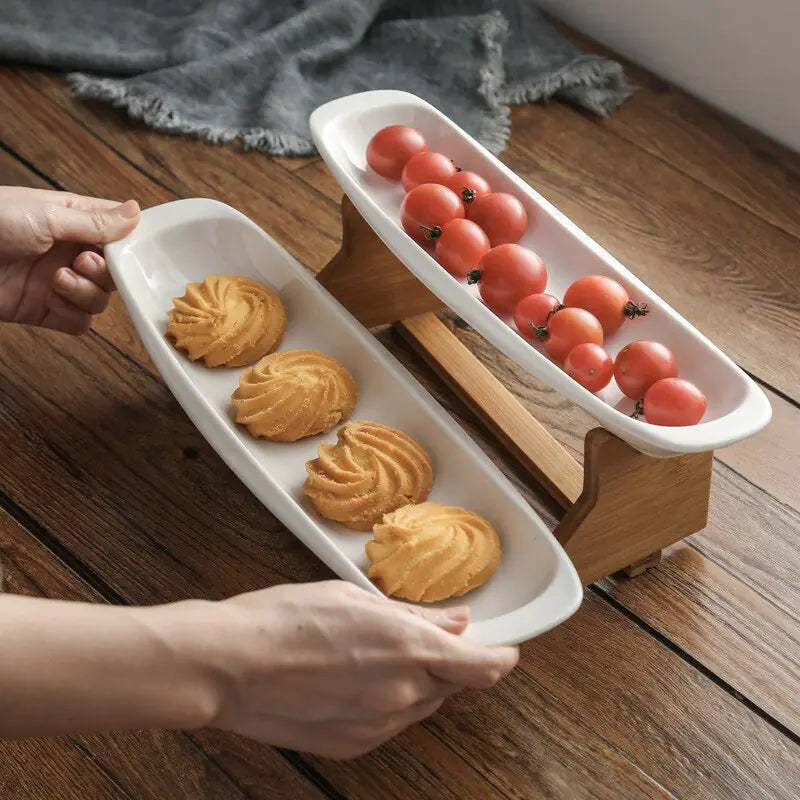 Plato de pastel escalonado de cerámica