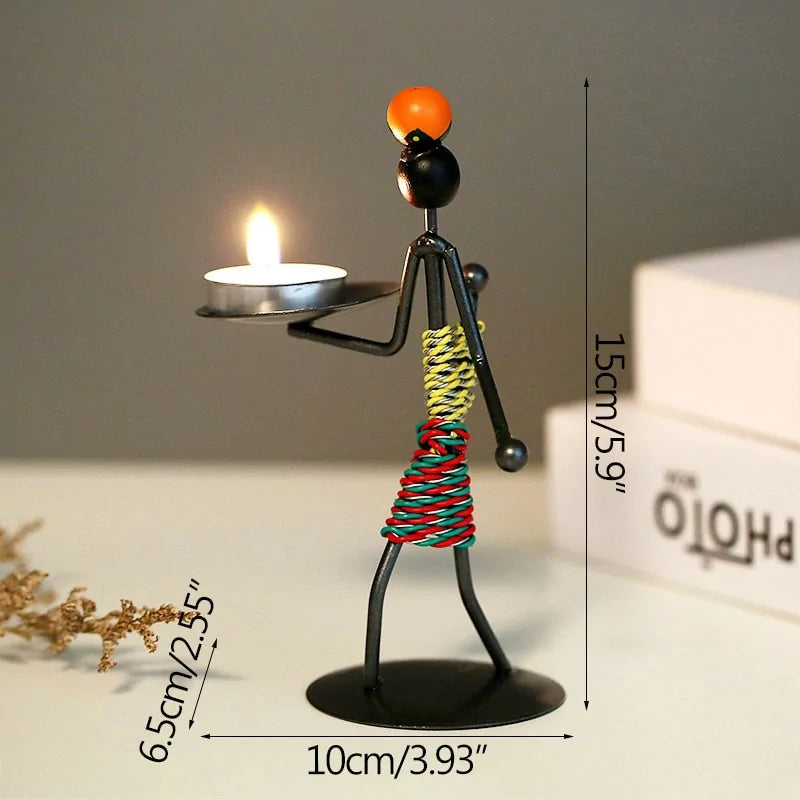 Nordic Abstract Metal Candle Holder Sculpture