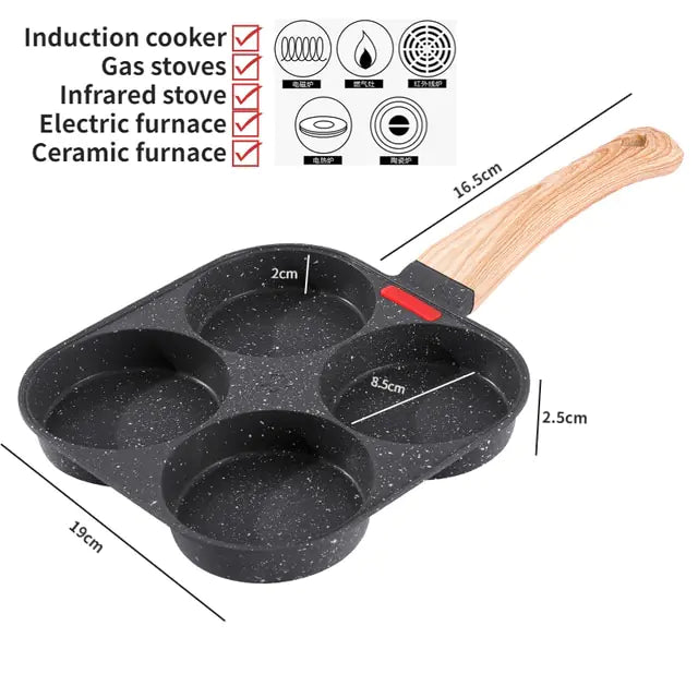 Sartén para tortillas antiadherente de 4 orificios