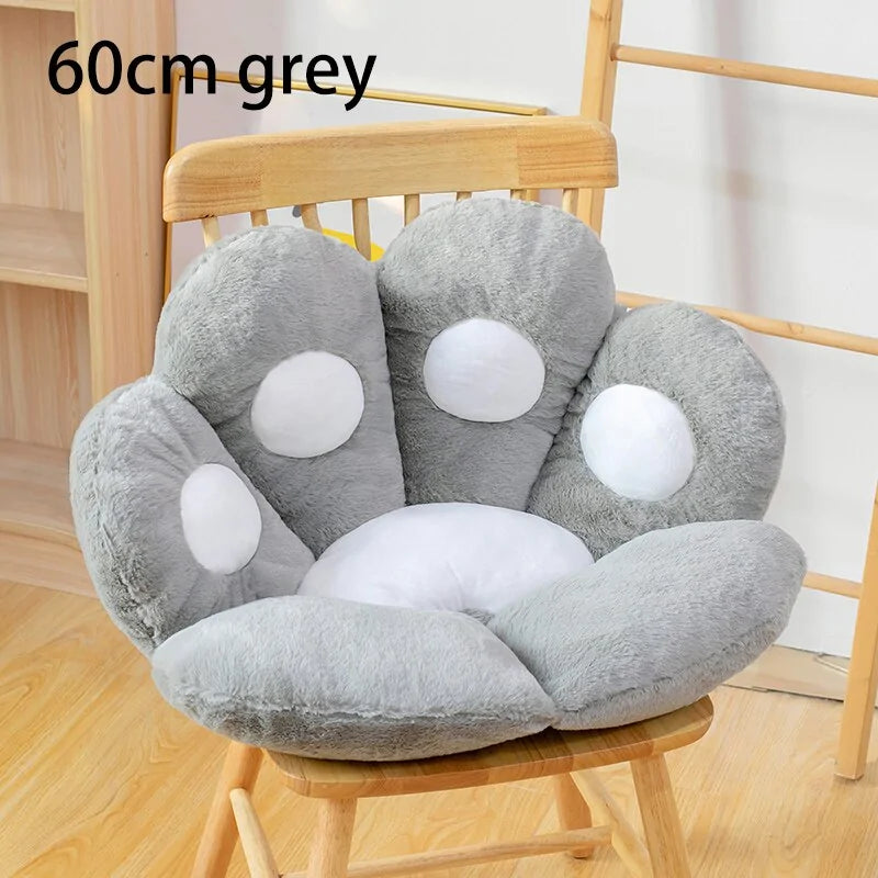 Cojín de asiento de felpa con forma de pata de oso y gato