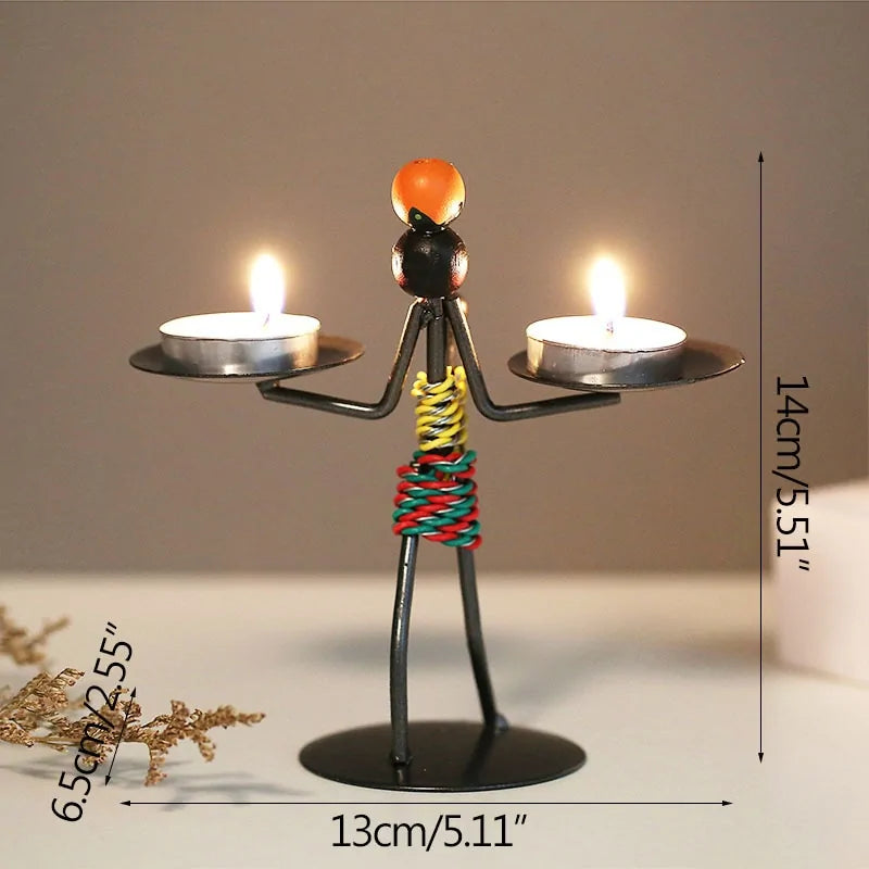 Nordic Abstract Metal Candle Holder Sculpture
