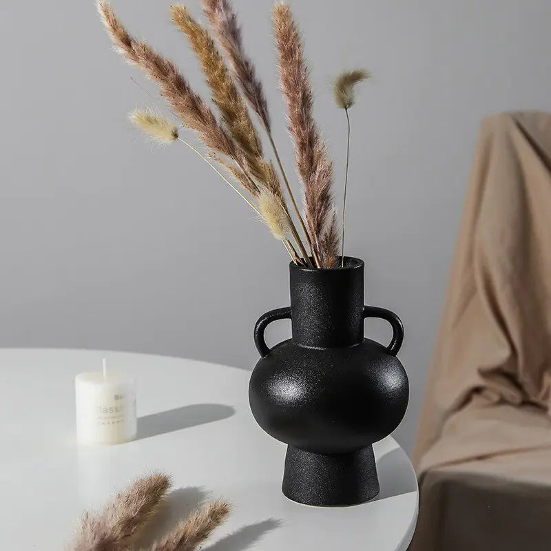 Jarrones de cerámica negros blancos