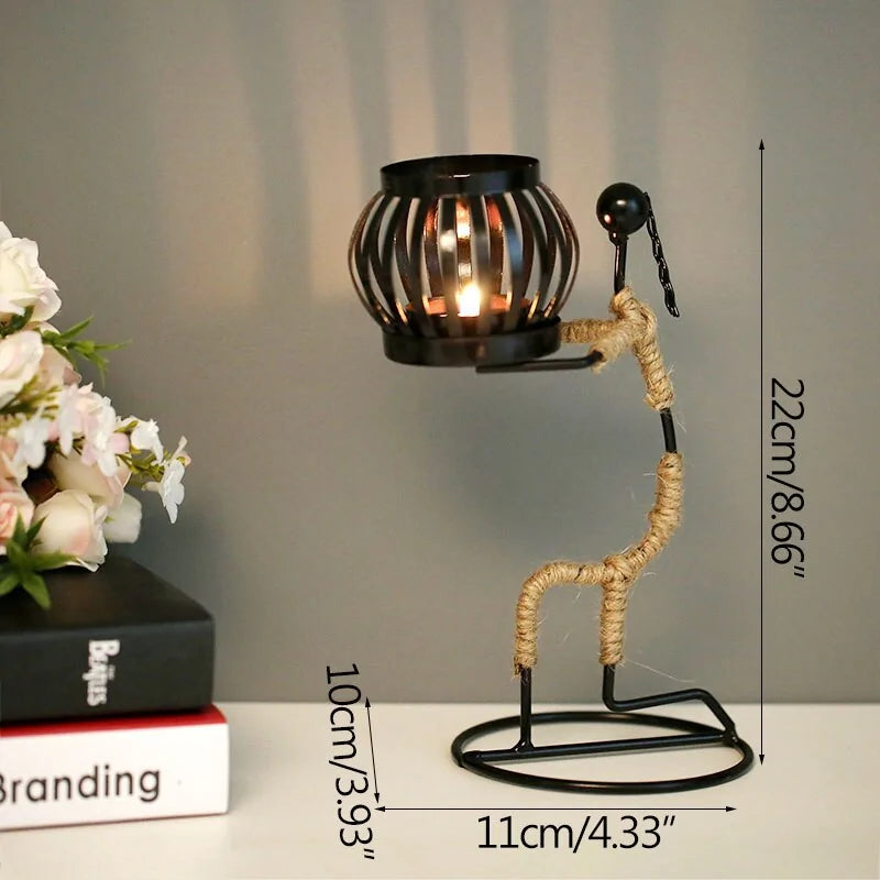 Nordic Abstract Metal Candle Holder Sculpture