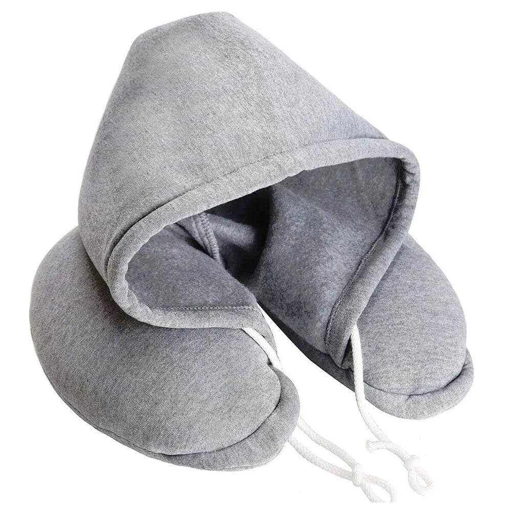 Almohada de cuello de viaje con capucha