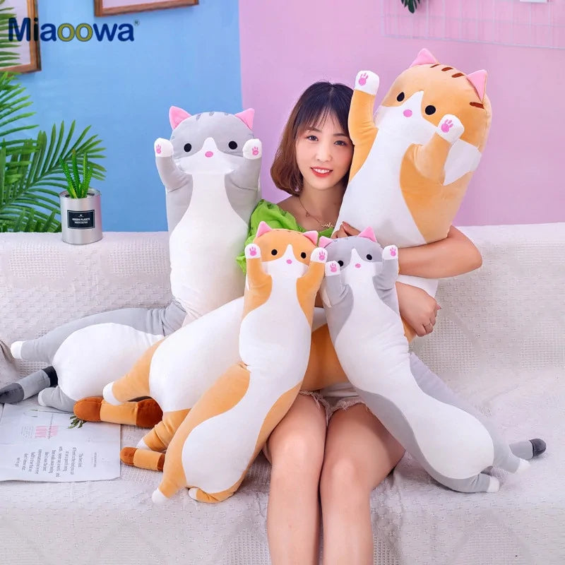Almohada de gato para niños de 130 cm de largo