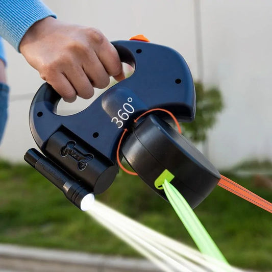 Correa de cuerda para perros doble con luz