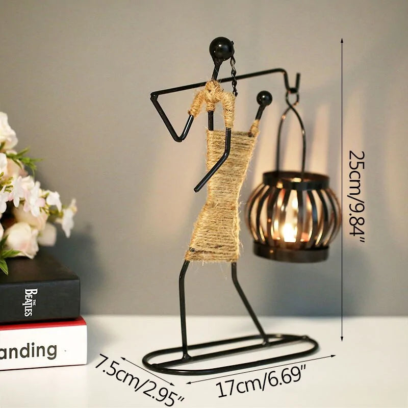 Nordic Abstract Metal Candle Holder Sculpture