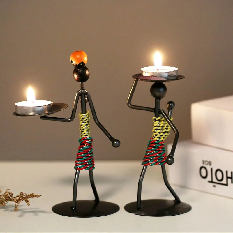 Nordic Abstract Metal Candle Holder Sculpture