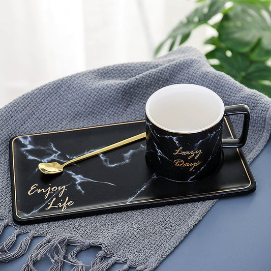 European Style Marble Ceramic Mug Set