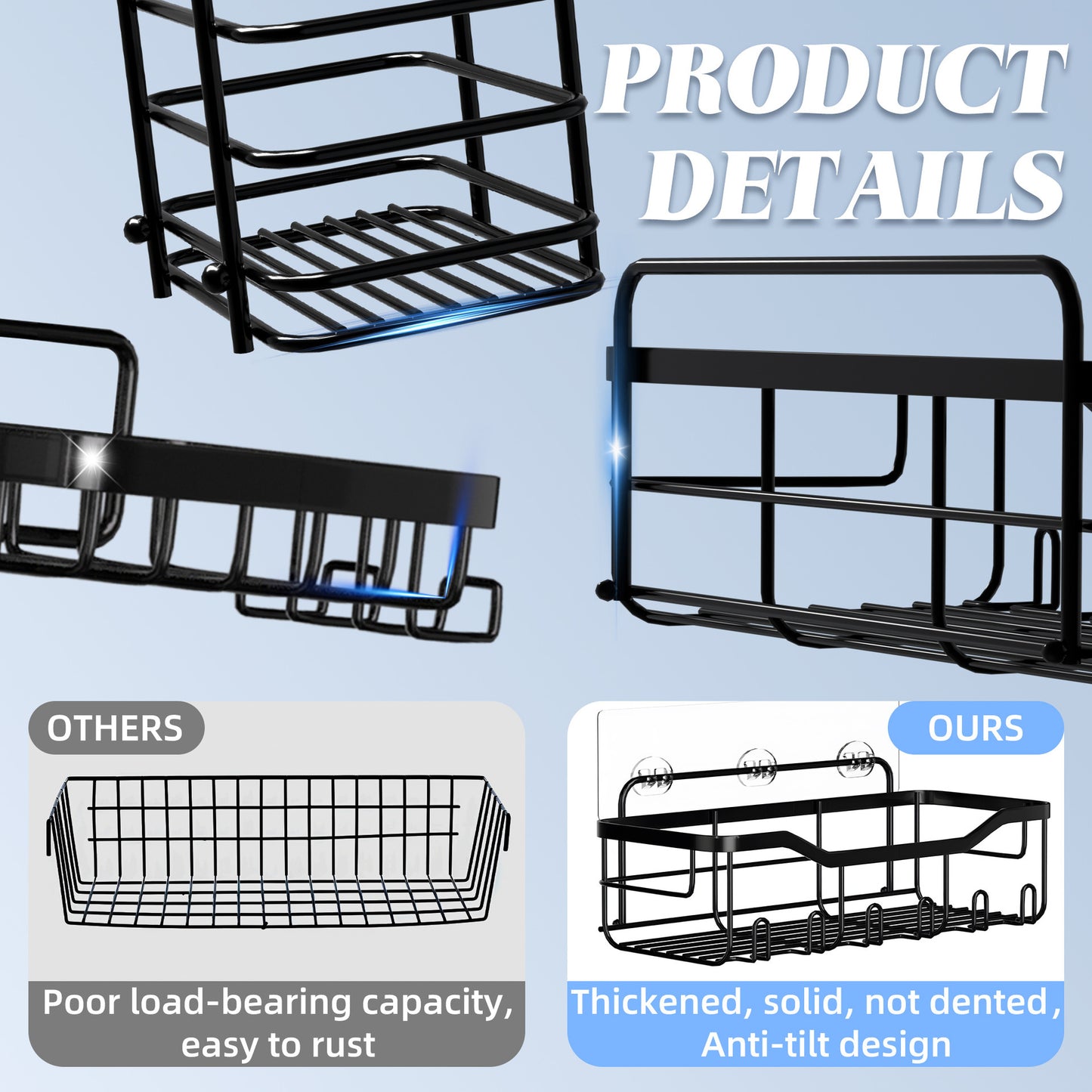 Punch-Free Stainless Steel Bathroom Rack Set