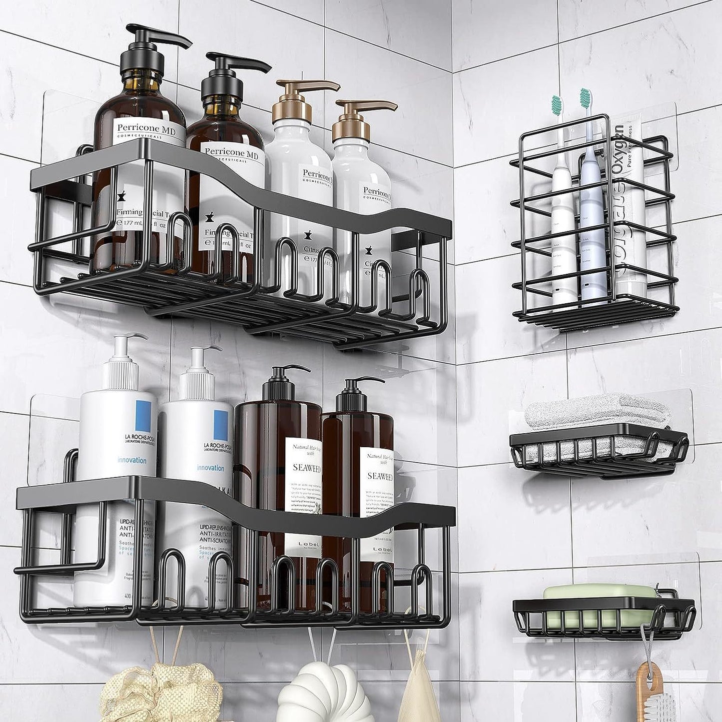 Punch-Free Stainless Steel Bathroom Rack Set