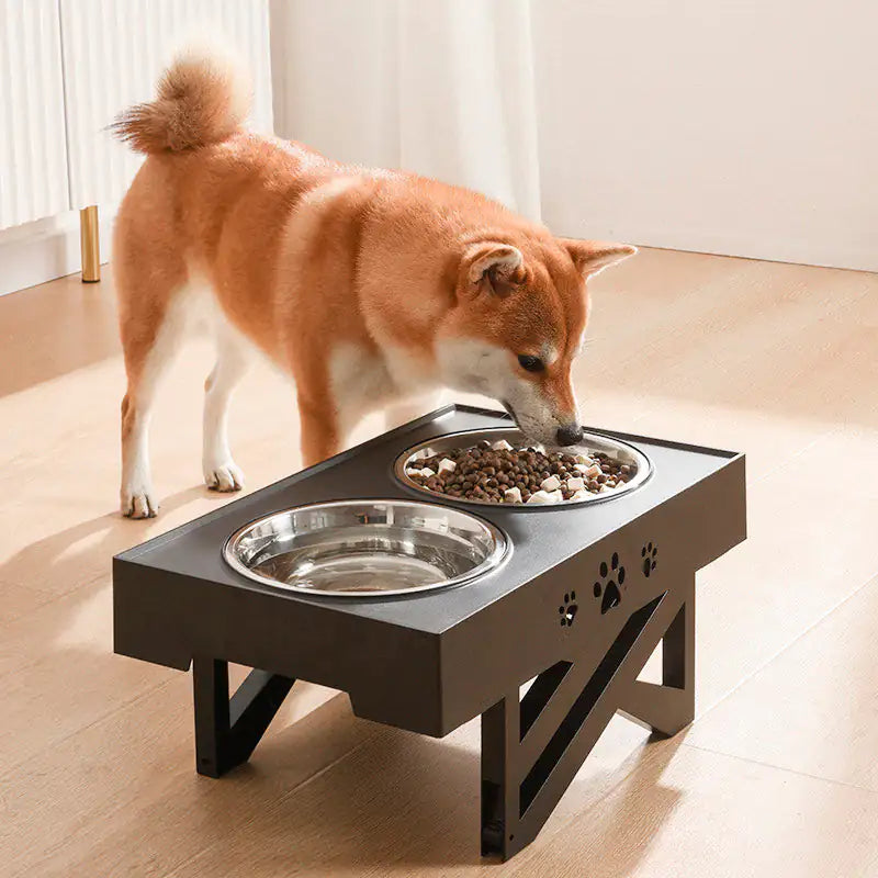 Adjustable Height Double-Bowl Pet feedingTable