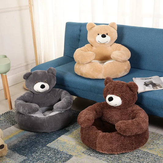 Warm Plush Bear Hug Pet Bed