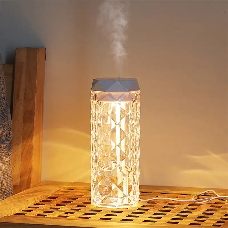 Humidificador de aire con lámpara de cristal