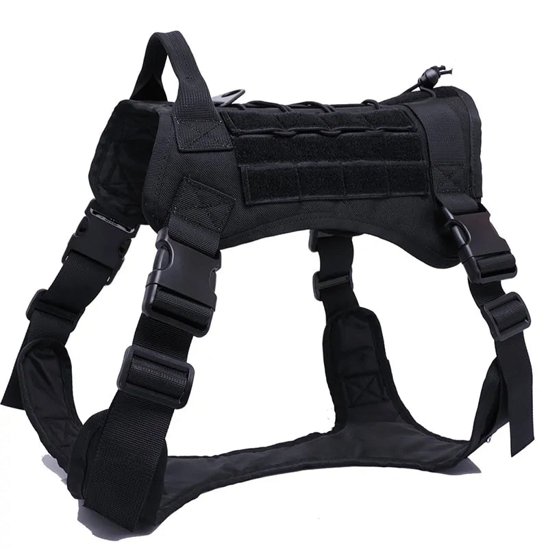 Nylon Tactical Dog Harness With Handle and Bungee Leash For German Shepherds