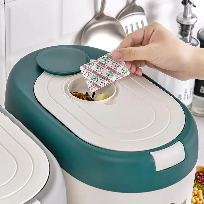 Contenedor automático de almacenamiento de alimentos, cubo de arroz para cocina