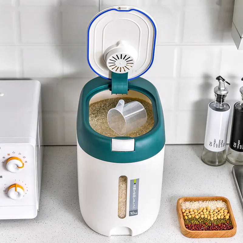 Contenedor automático de almacenamiento de alimentos, cubo de arroz para cocina