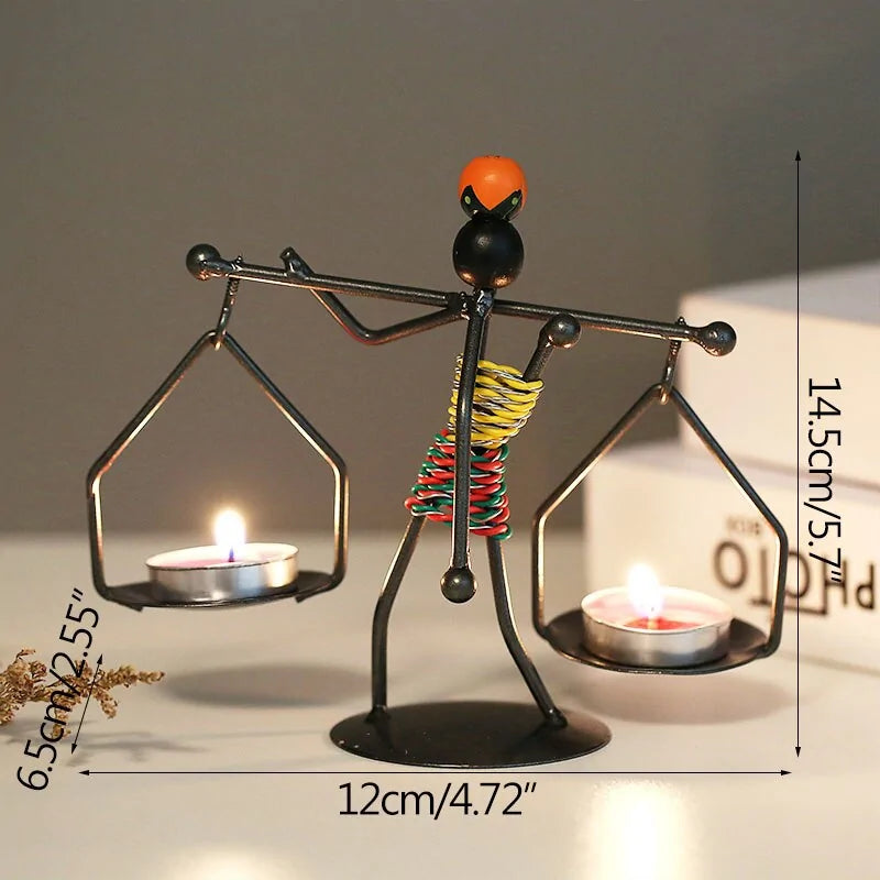 Nordische abstrakte Kerzenhalter-Skulptur aus Metall