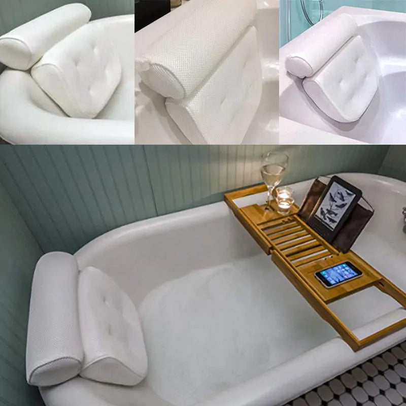 Almohada de baño de malla 3D con ventosas