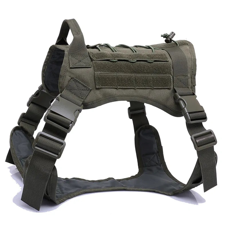 Nylon Tactical Dog Harness With Handle and Bungee Leash For German Shepherds