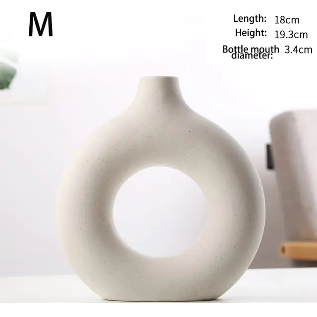 Nordic Round Hollow Ceramic Vase