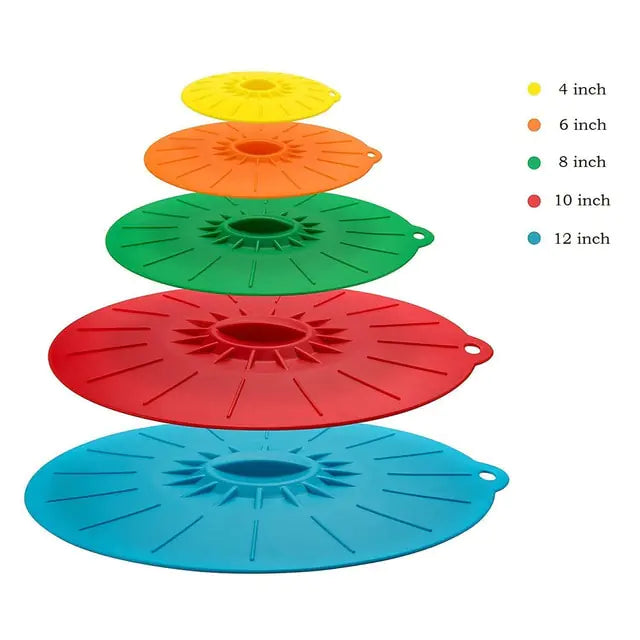 Juego de 5 piezas de cubierta de silicona para tazón de microondas