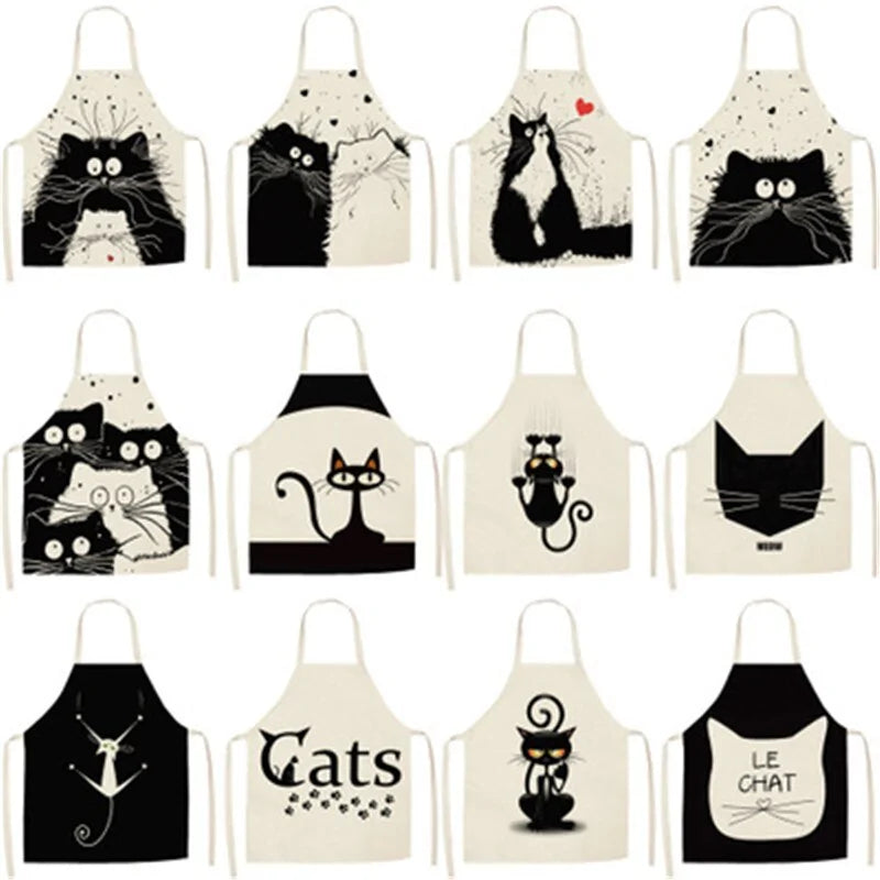 Delantal de cocina con estampado de gato lindo