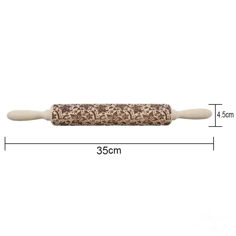 Christmas Deer Wooden Rolling Pin for Baking Cookies and Fondant