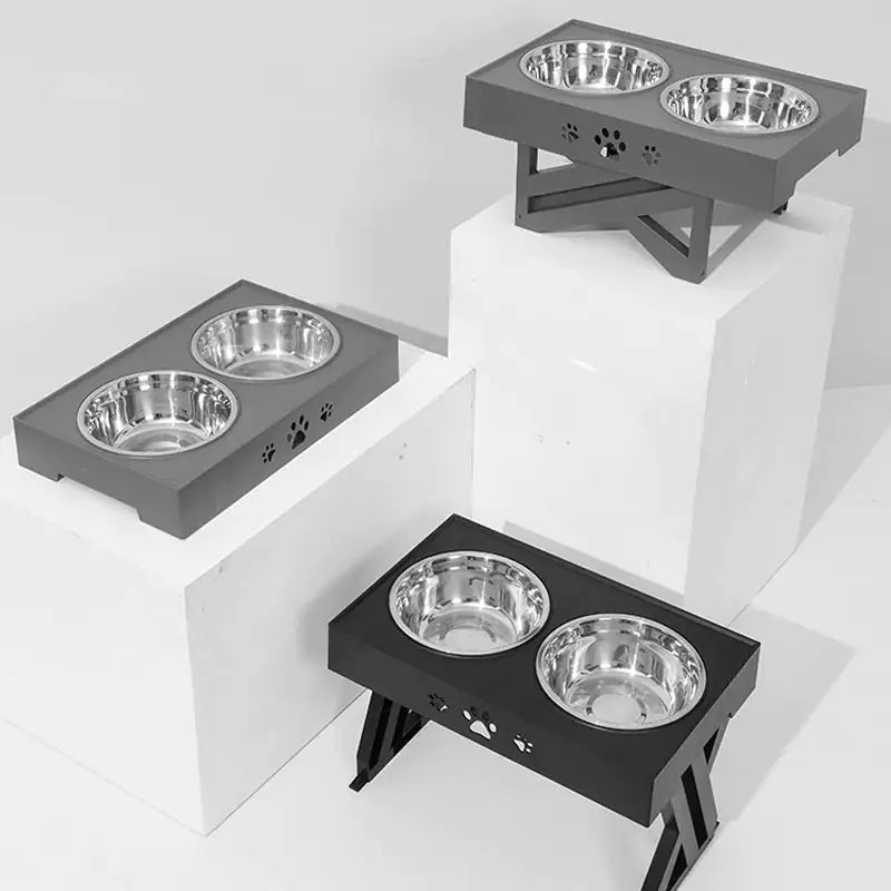 Adjustable Height Double-Bowl Pet feedingTable