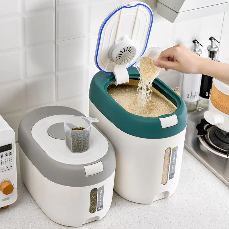 Contenedor automático de almacenamiento de alimentos, cubo de arroz para cocina