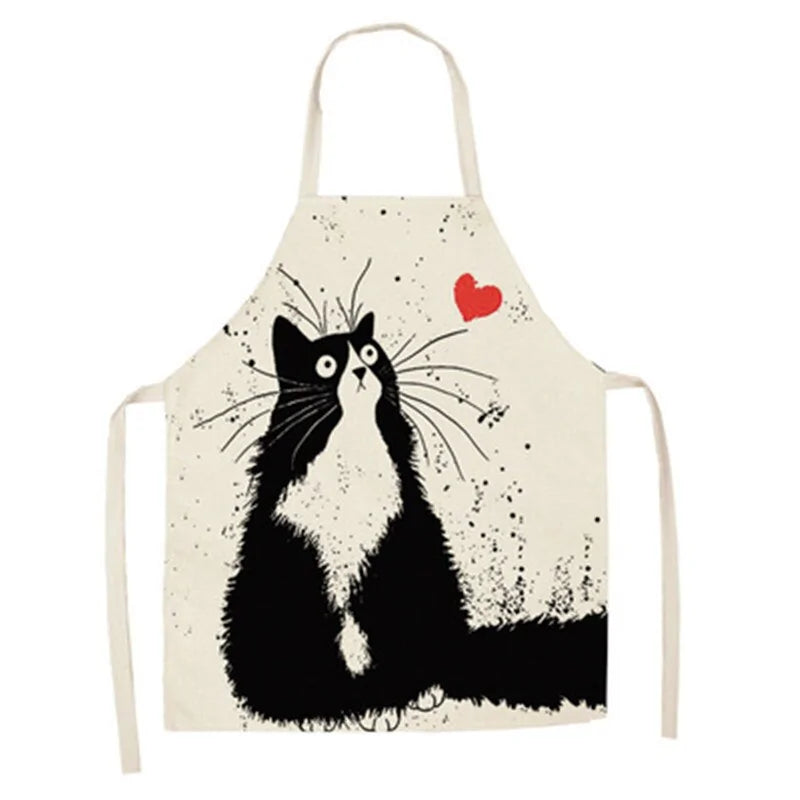 Delantal de cocina con estampado de gato lindo