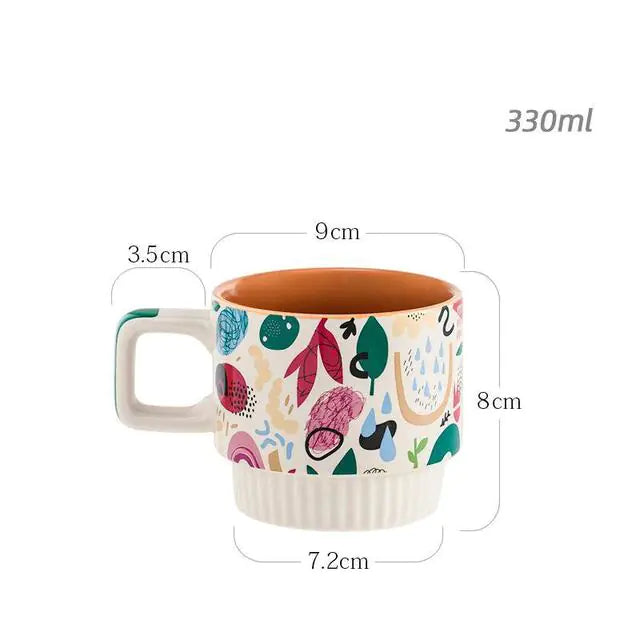 Taza de cerámica pintada a mano