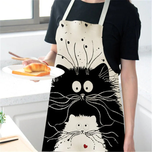 Delantal de cocina con estampado de gato lindo