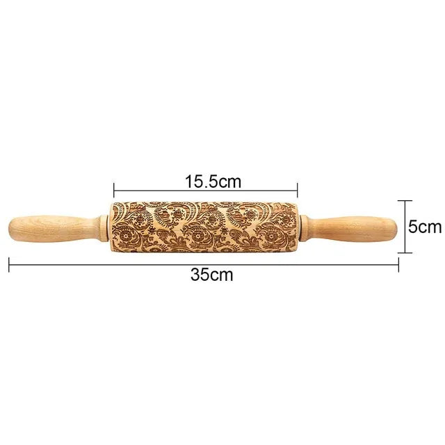 Christmas Deer Wooden Rolling Pin for Baking Cookies and Fondant