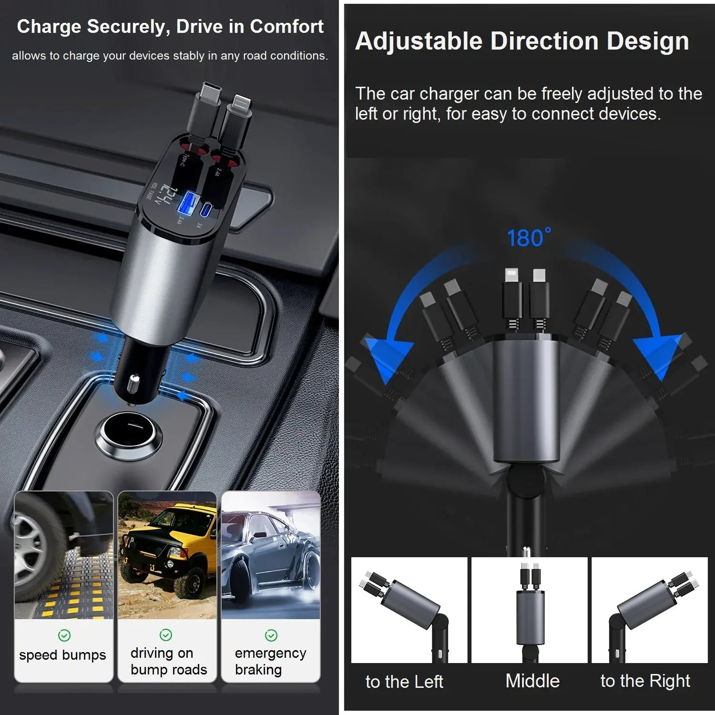 Retractable Phone  Car Charger