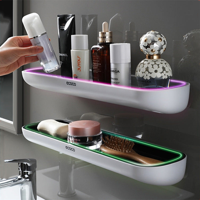 Punch-Free Bathroom Storage with Towel Bar