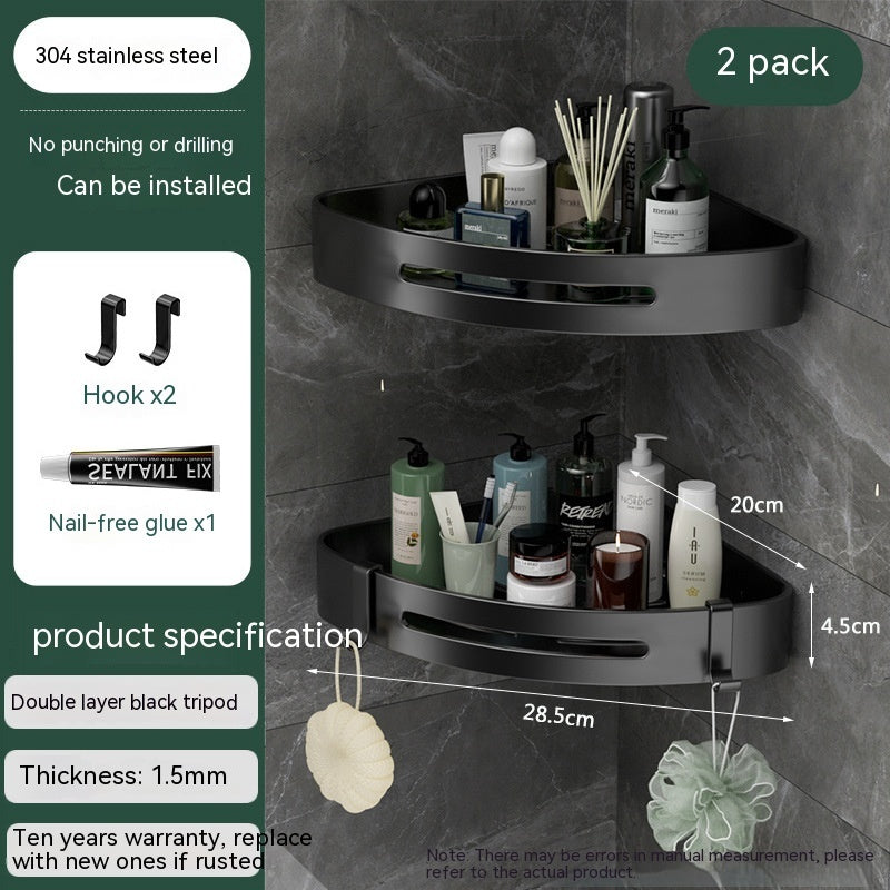 Punch-Free Stainless Steel Bathroom Triangle Rack