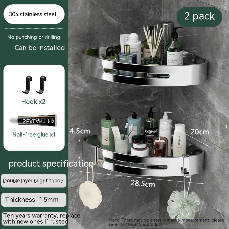 Punch-Free Stainless Steel Bathroom Triangle Rack