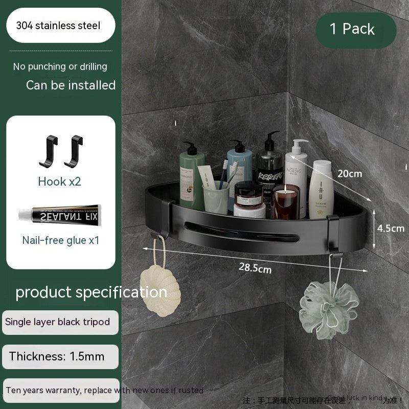 Punch-Free Stainless Steel Bathroom Triangle Rack