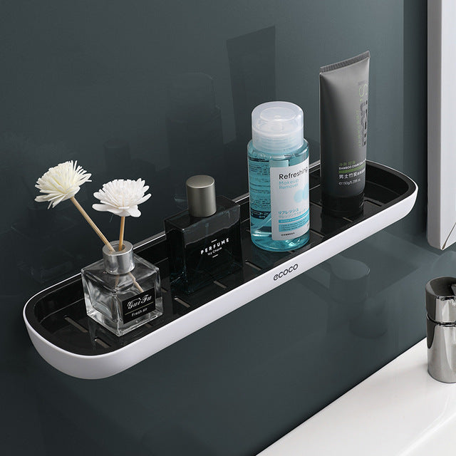 Punch-Free Bathroom Storage with Towel Bar