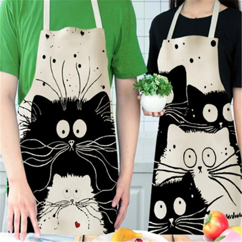 Delantal de cocina con estampado de gato lindo